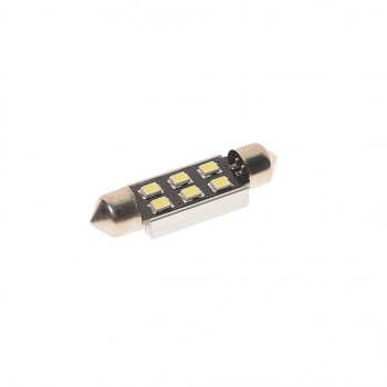 242 р. Лампа светодиодная 24V C5W SV8.5-8 6000K двухцокольная 6 светодиодов MEGAPOWER MEGAPOWER-AUTOMOTIVE 70253w-24  с доставкой в г. Кемерово. Увеличить фотографию 1