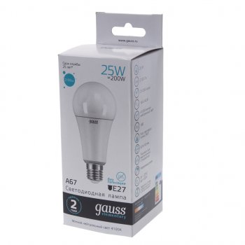 419 р. Лампа светодиодная E27 A67 25W (200W) 220V теплый GAUSS GAUSS 73225  с доставкой в г. Кемерово. Увеличить фотографию 3