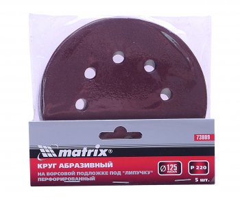 106 р. Бумага наждачная на липучке D125 P220 8 отверстий 5шт. MATRIX MATRIX 73809  с доставкой в г. Кемерово. Увеличить фотографию 1