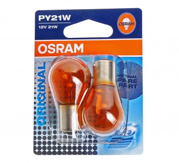 319 р. Лампа 12V PY21W BAU15s желтая блистер (2шт.) OSRAM OSRAM 7507-02b  с доставкой в г. Кемерово. Увеличить фотографию 1