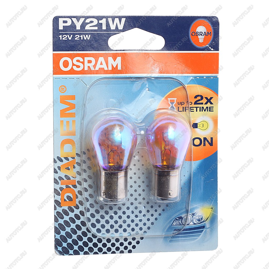 1 159 р. Лампа 12V PY21W BAU15s желтая блистер (2шт.) Diadem OSRAM OSRAM 7507lda-02b  с доставкой в г. Кемерово