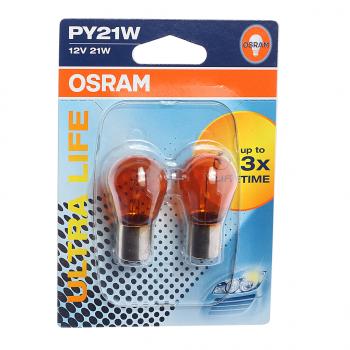449 р. Лампа 12V PY21W BAU15s желтая блистер (2шт.) Ultra Life OSRAM OSRAM 7507ult-02b  с доставкой в г. Кемерово. Увеличить фотографию 1