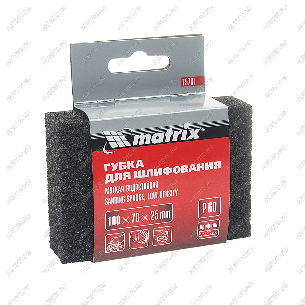 95 р. Губка абразивная Р60 мягкая MATRIX MATRIX 75701  с доставкой в г. Кемерово