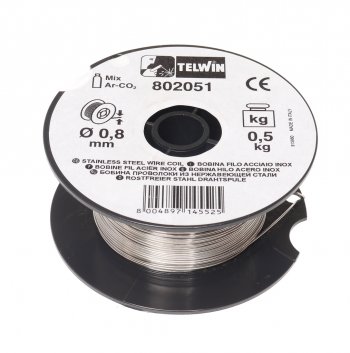 2 459 р. Проволока сварочная d=0.8мм 0.45кг из нержавеющей стали BLUEWELD BLUEWELD 802051 BLUEWELD 802051  с доставкой в г. Кемерово. Увеличить фотографию 1