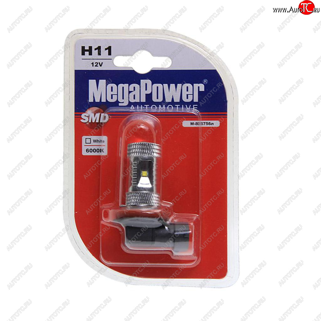 1 199 р. Лампа светодиодная 12V H11 PGJ19-2 6000K 5 светодиодов блистер (1шт.) MEGAPOWER MEGAPOWER-AUTOMOTIVE 80575бл  с доставкой в г. Кемерово