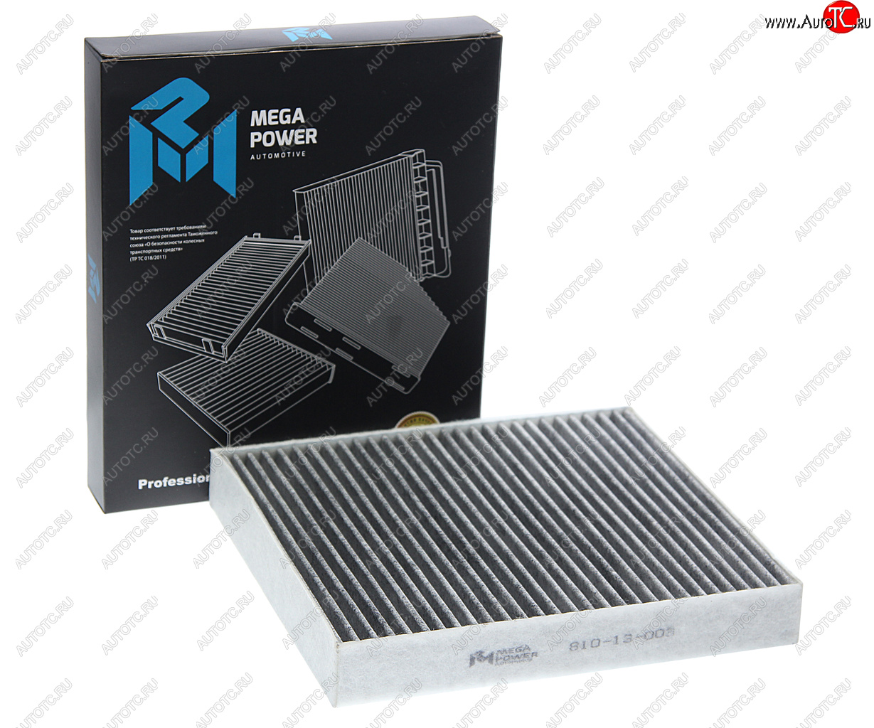 349 р. Фильтр воздушный салона FORD C-Max,Mondeo 4,S-Max VOLVO C30,S40 угольный MEGAPOWER MEGAPOWER 810-14-003  с доставкой в г. Кемерово