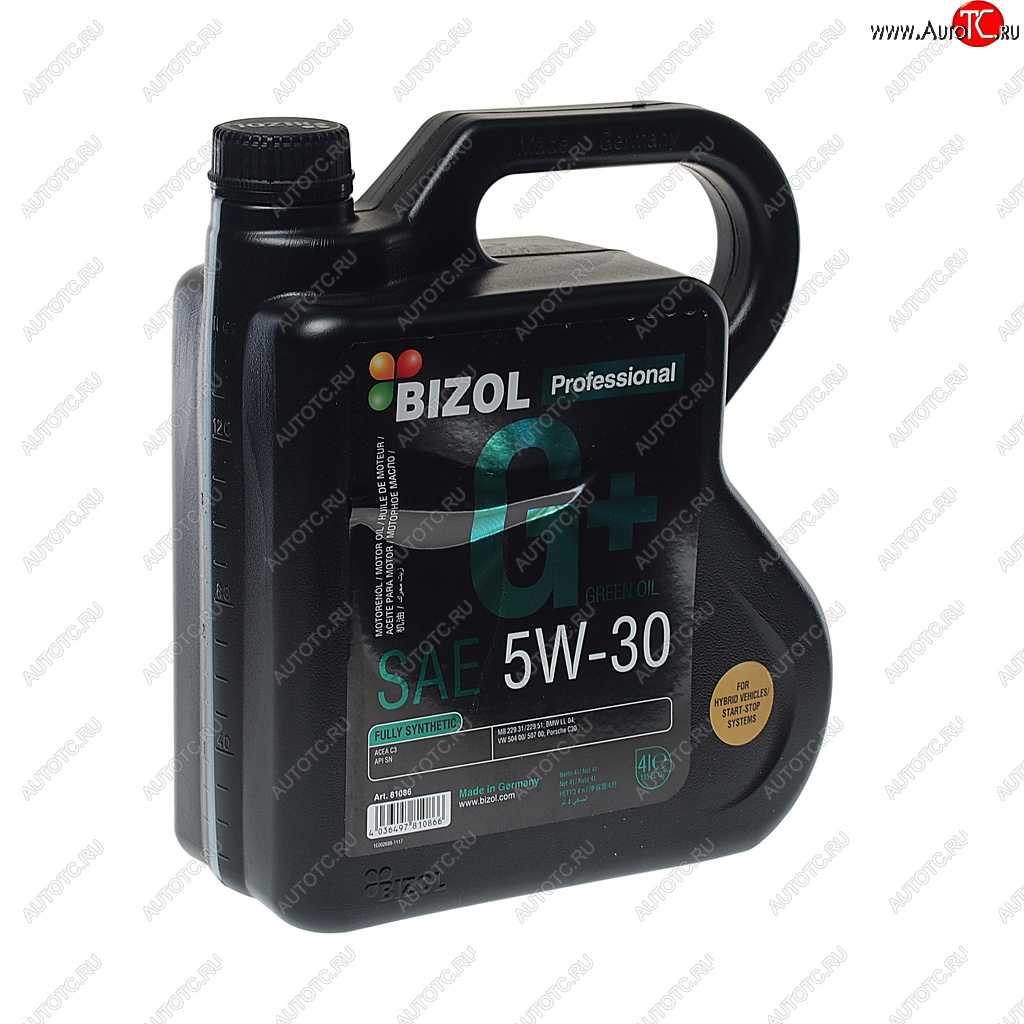 4 799 р. Масло моторное GREEN Oil+ 5W30 синт.4л BIZOL BIZOL 81086  с доставкой в г. Кемерово