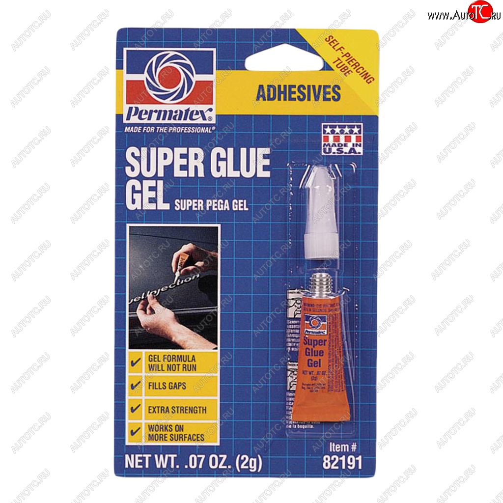 419 р. Клей-супер универсальный гель 2г Super Glue Gel PERMATEX PERMATEX 82191  с доставкой в г. Кемерово