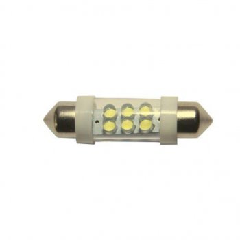 73 р. Лампа светодиодная 24V C10W SV8.5-8 6000K двухцокольная 6 светодиодов MEGAPOWER MEGAPOWER-AUTOMOTIVE 85154w-24  с доставкой в г. Кемерово. Увеличить фотографию 1