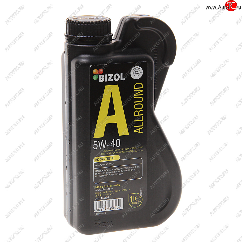 1 199 р. Масло моторное ALLROUND 5W40 синт.1л BIZOL BIZOL 85220  с доставкой в г. Кемерово