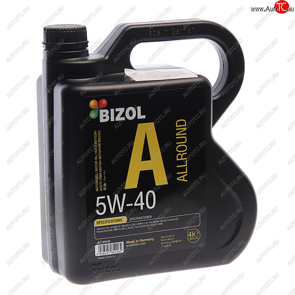 4 099 р. Масло моторное ALLROUND 5W40 синт.4л BIZOL BIZOL 85226 BIZOL 85226  с доставкой в г. Кемерово