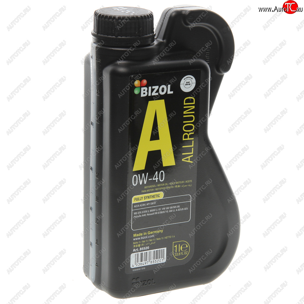 1 539 р. Масло моторное ALLROUND 0W40 синт.1л BIZOL BIZOL 85520  с доставкой в г. Кемерово