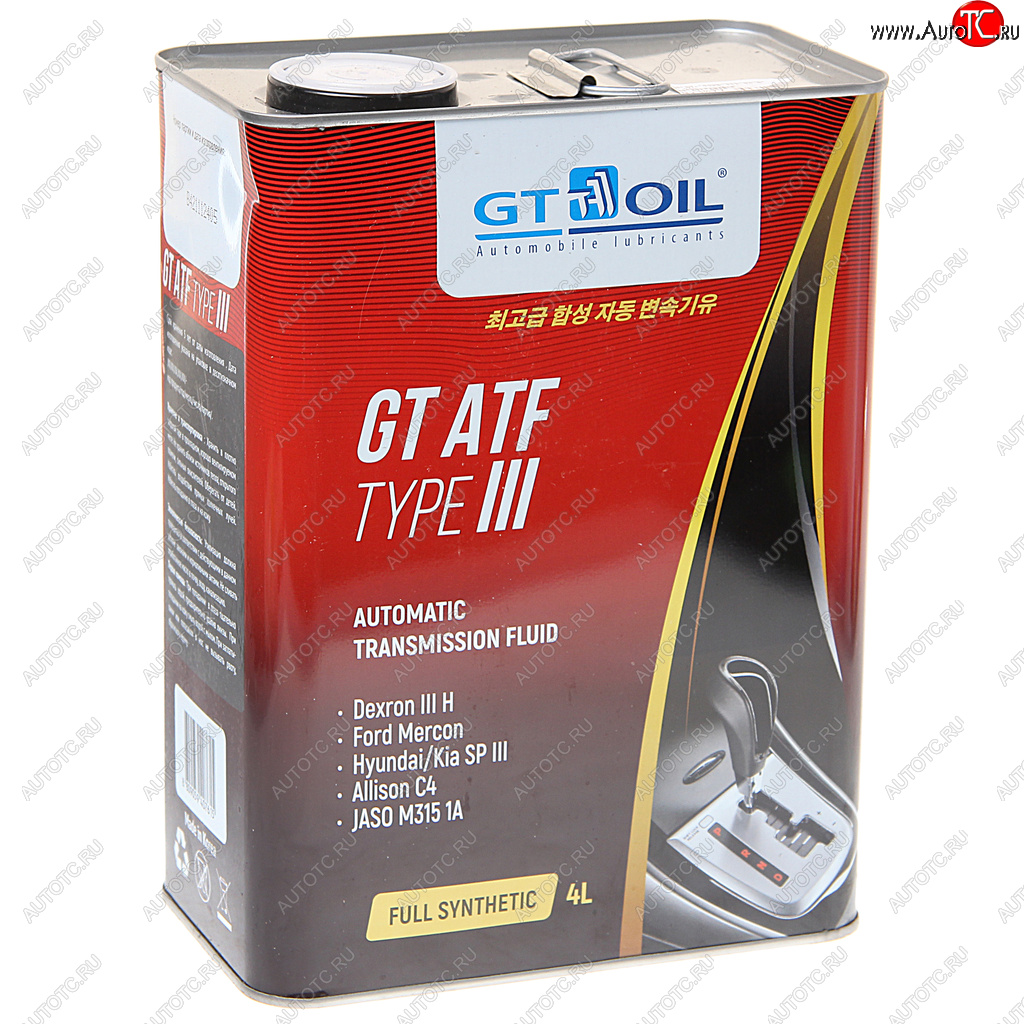 3 599 р. Масло трансмиссионное GT ATF TYPE III 4л GT OIL GT OIL 8809059407615  с доставкой в г. Кемерово