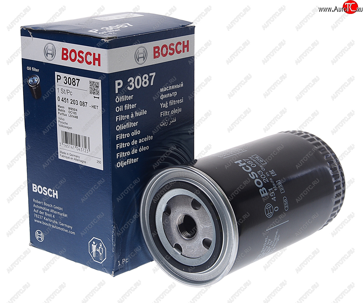 1 079 р. Фильтр масляный VW T4 (90-03),LT28-55 (-96) (DTDI) BOSCH BOSCH 0451203087  с доставкой в г. Кемерово