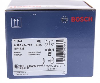 2 799 р. Колодки тормозные передние (4шт.) BOSCH Nissan X-trail 3 T32 дорестайлинг (2013-2018)  с доставкой в г. Кемерово. Увеличить фотографию 4