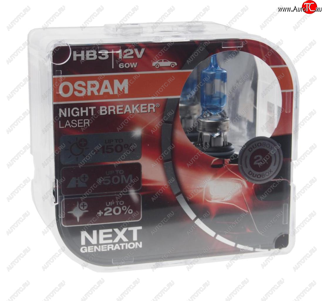 3 989 р. Лампа 12V HB3 60W P20d +150% 3800K бокс (2шт.) Night Breaker Laser OSRAM OSRAM 9005nl2(euro)  с доставкой в г. Кемерово