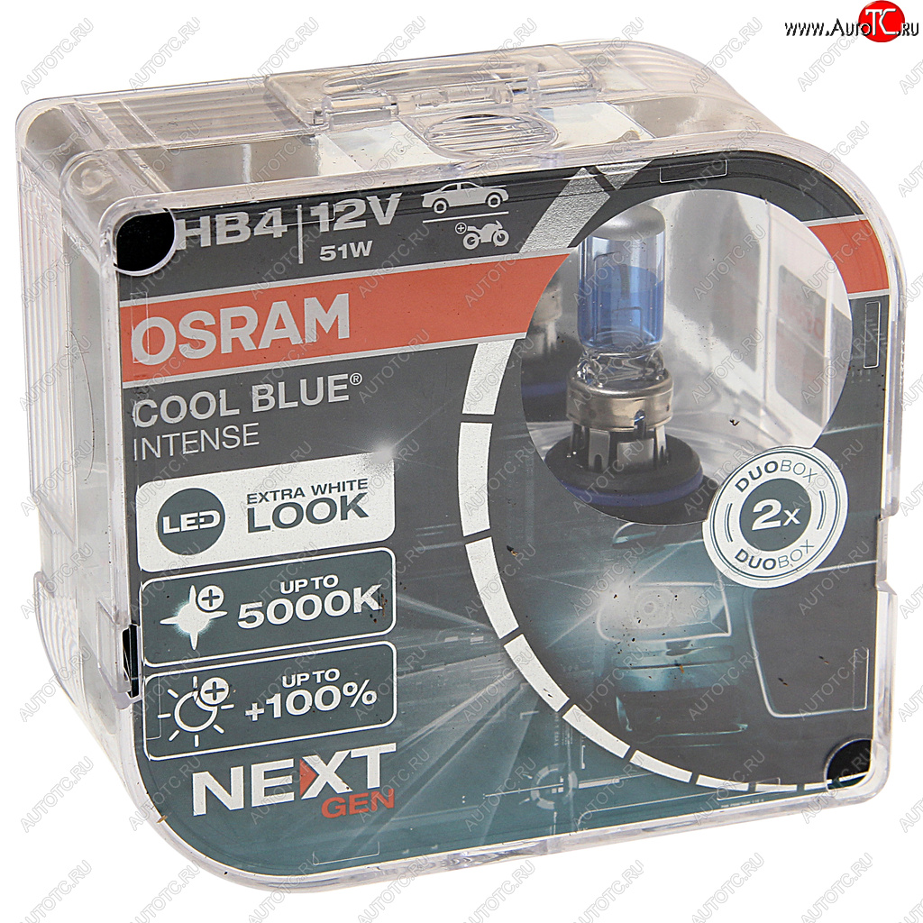 2 759 р. Лампа 12V HB4(9006) 51W P22d +100% 5000K евробокс (2шт.) Cool Blue Intense NextGen OSRAM OSRAM 9006cbn2(euro)  с доставкой в г. Кемерово