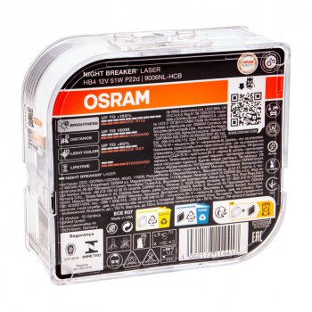4 199 р. Лампа 12V HB4 51W P22d +150% 3950K бокс (2шт.) Night Breaker Laser OSRAM OSRAM 9006nl2(euro)  с доставкой в г. Кемерово. Увеличить фотографию 2