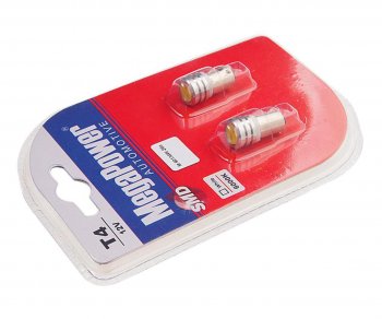 291 р. Лампа светодиодная 12V T4W BA9s 6000K блистер (2шт.) MEGAPOWER MEGAPOWER-AUTOMOTIVE 90134w-2бл  с доставкой в г. Кемерово. Увеличить фотографию 2