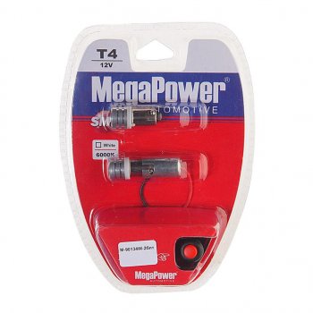 349 р. Лампа светодиодная 12V T4W BA9s 6000K блистер (2шт.) с тестером MEGAPOWER MEGAPOWER-AUTOMOTIVE 90134w-2блт  с доставкой в г. Кемерово. Увеличить фотографию 1