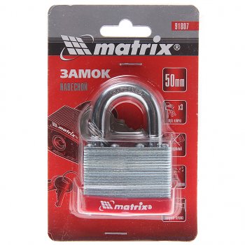 549 р. Замок навесной 50мм MATRIX MATRIX 91807  с доставкой в г. Кемерово. Увеличить фотографию 1