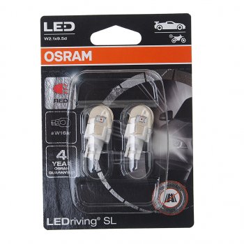 2 379 р. Лампа светодиодная 12V W16W W2.1x9.5d бесцокольная блистер (2шт.) Red OSRAM OSRAM 921drp-2бл  с доставкой в г. Кемерово. Увеличить фотографию 1