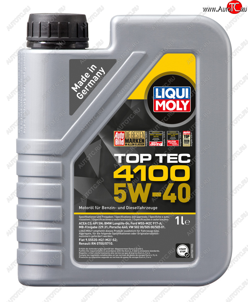 1 569 р. Масло моторное TOP TEC 4100 5W40 синт.1л LIQUI MOLY LIQUI MOLY 9510  с доставкой в г. Кемерово