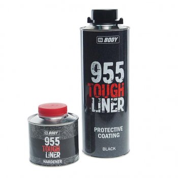2 649 р. Антигравий черный сверхпрочное покрытие 600мл Tough Liner 955 с отвердителем 0.2л BODY BODY 9550200001  с доставкой в г. Кемерово. Увеличить фотографию 1
