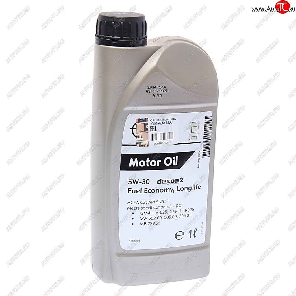 1 239 р. Масло моторное GENERAL MOTORS Dexos2 5W30 синт. 1л RUS OE GENERAL MOTORS 95599403  с доставкой в г. Кемерово