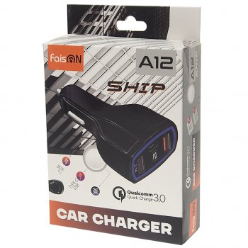 459 р. Устройство зарядное в прикуриватель 2USB 12V FAISON FAISON a12 ship black FAISON a12 ship black  с доставкой в г. Кемерово. Увеличить фотографию 3