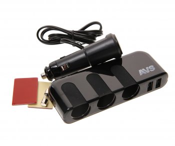 1 079 р. Разветвитель прикуривателя 3-х гнездовой + 2 USB AVS AVS a40863s AVS a40863s  с доставкой в г. Кемерово. Увеличить фотографию 1