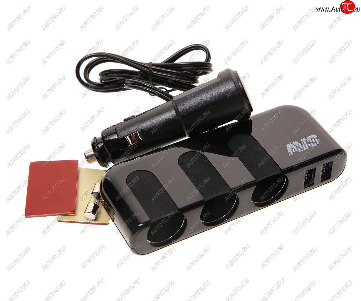 1 079 р. Разветвитель прикуривателя 3-х гнездовой + 2 USB AVS AVS a40863s AVS a40863s  с доставкой в г. Кемерово