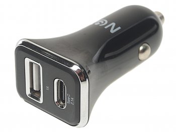 449 р. Устройство зарядное в прикуриватель 1USB + 1 Type C 12V FAISON FAISON a-42 pair black  с доставкой в г. Кемерово. Увеличить фотографию 1