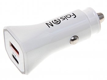 449 р. Устройство зарядное в прикуриватель 1USB + 1 Type C 12V FAISON FAISON a5 white  с доставкой в г. Кемерово. Увеличить фотографию 1
