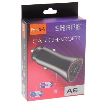 479 р. Устройство зарядное в прикуриватель 2USB 12V FAISON FAISON a-6 black  с доставкой в г. Кемерово. Увеличить фотографию 3