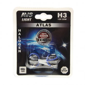 299 р. Лампа 12V H3 55W PK22s блистер (2шт.) AVS AVS a78568s  с доставкой в г. Кемерово. Увеличить фотографию 1