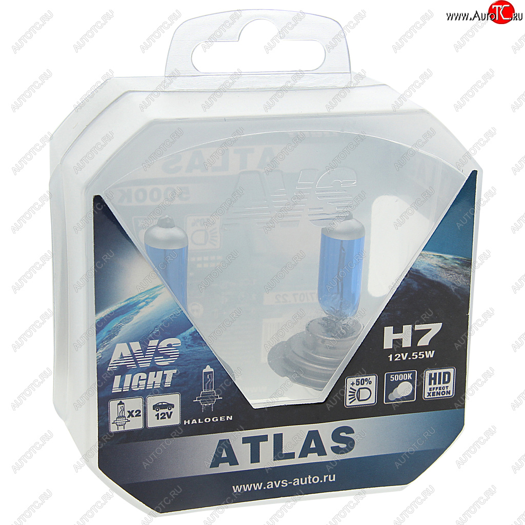 599 р. Лампа 12V H7 PX26d 55W бокс (2шт.) Atlas AVS AVS a78909s  с доставкой в г. Кемерово
