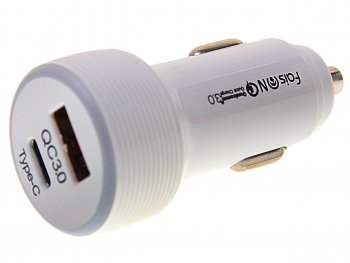439 р. Устройство зарядное в прикуриватель 1USB + 1 Type C 12V FAISON FAISON a9 white FAISON a9 white  с доставкой в г. Кемерово. Увеличить фотографию 1