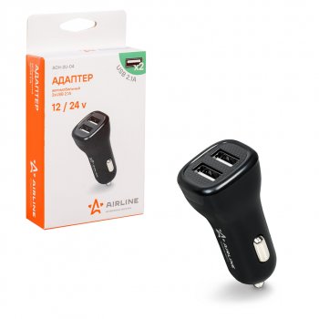 349 р. Устройство зарядное в прикуриватель 2USB 12-24V 2.1А AIRLINE AIRLINE ach-2u-04  с доставкой в г. Кемерово. Увеличить фотографию 3