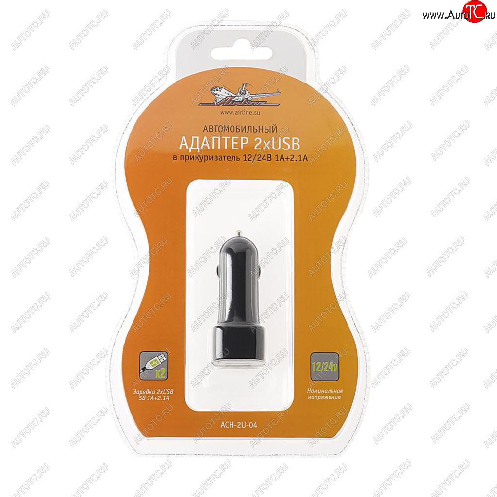 349 р. Устройство зарядное в прикуриватель 2USB 12-24V 2.1А AIRLINE AIRLINE ach-2u-04  с доставкой в г. Кемерово