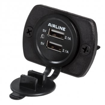 739 р. Розетка автомобильная встраиваемая влагозащищенная 12-24V 2 USB (5V 2.1А+1А) AIRLINE AIRLINE acs-2u-02  с доставкой в г. Кемерово. Увеличить фотографию 9