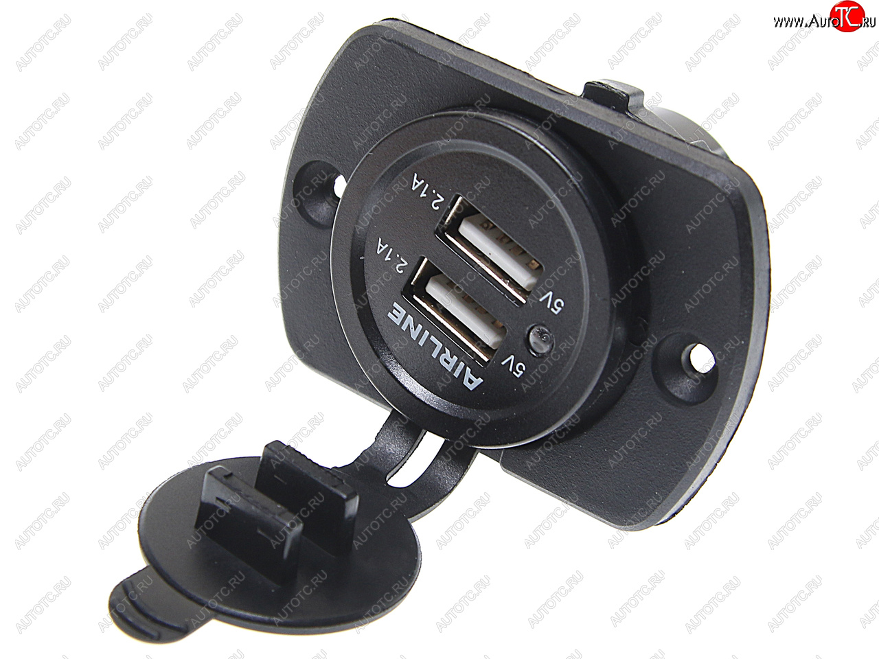 739 р. Розетка автомобильная встраиваемая влагозащищенная 12-24V 2 USB (5V 2.1А+1А) AIRLINE AIRLINE acs-2u-02  с доставкой в г. Кемерово