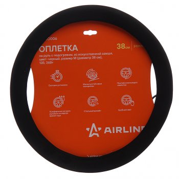 1 869 р. Оплетка руля (M) 37-39см с подогревом 12V замша черная AIRLINE AIRLINE adwo006  с доставкой в г. Кемерово. Увеличить фотографию 1