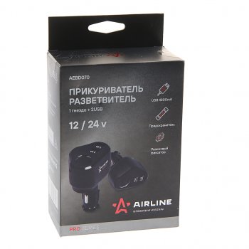 929 р. Разветвитель прикуривателя 1-но гнездовой 12V 2USB AIRLINE AIRLINE aebd070 AIRLINE aebd070  с доставкой в г. Кемерово. Увеличить фотографию 3