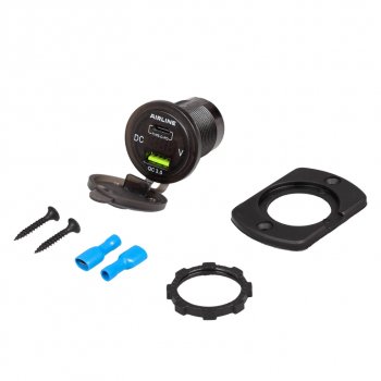 1 389 р. Розетка автомобильная встраиваемая влагозащищенная 12-24V 1 USB + 1 Type C (6.5V 3А + 5V 3А) AIRLINE AIRLINE aebj200  с доставкой в г. Кемерово. Увеличить фотографию 8