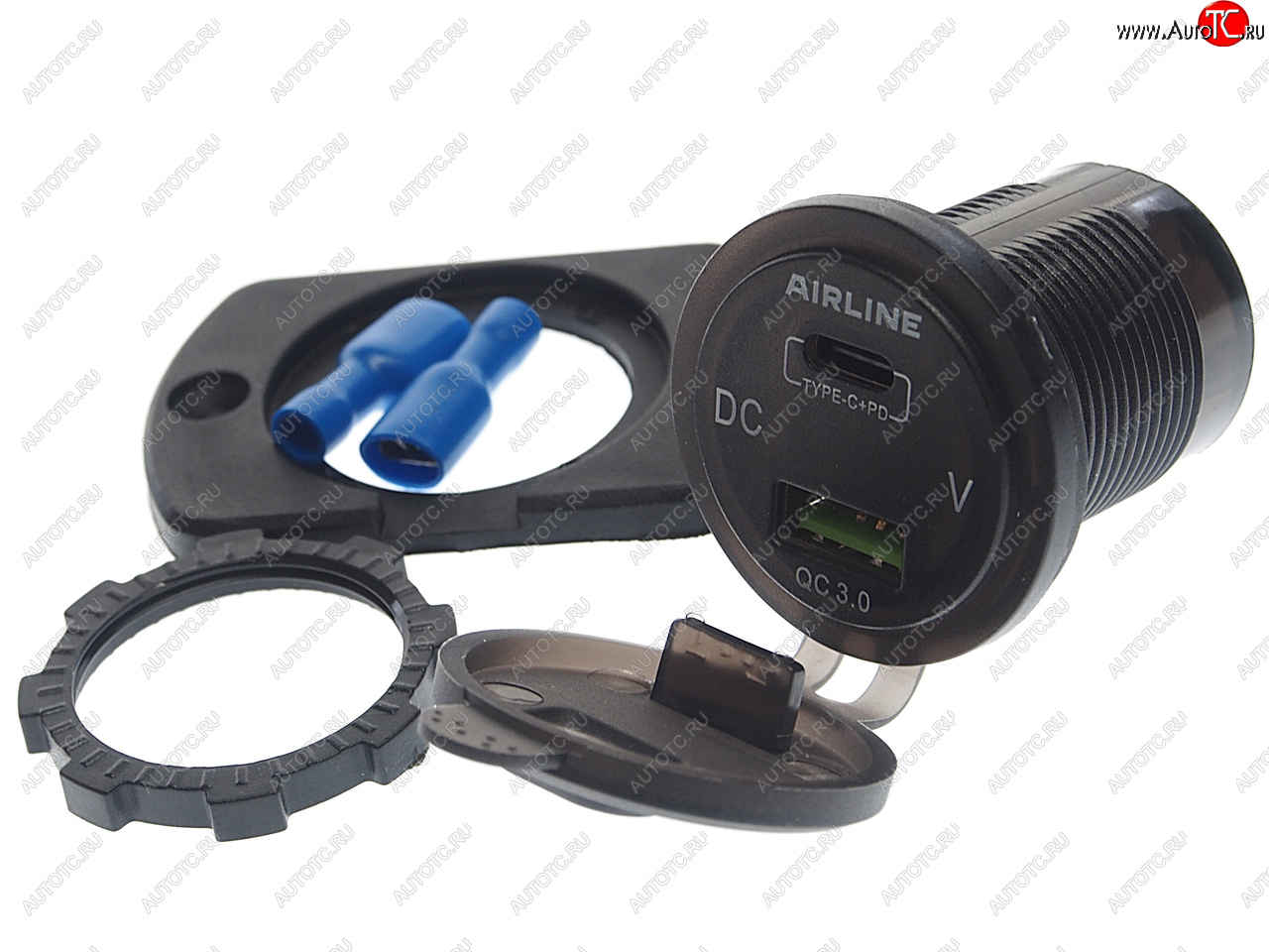 1 389 р. Розетка автомобильная встраиваемая влагозащищенная 12-24V 1 USB + 1 Type C (6.5V 3А + 5V 3А) AIRLINE AIRLINE aebj200  с доставкой в г. Кемерово