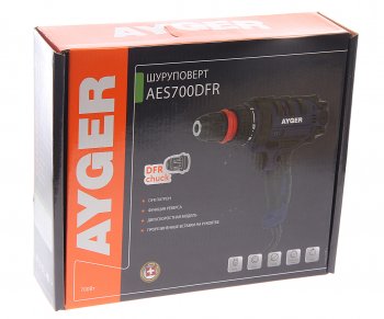 4 299 р. Шуруповерт сетевой 700Вт 22Нм 0-1800обмин. БЗП AYGER AYGER aes700dfr  с доставкой в г. Кемерово. Увеличить фотографию 3