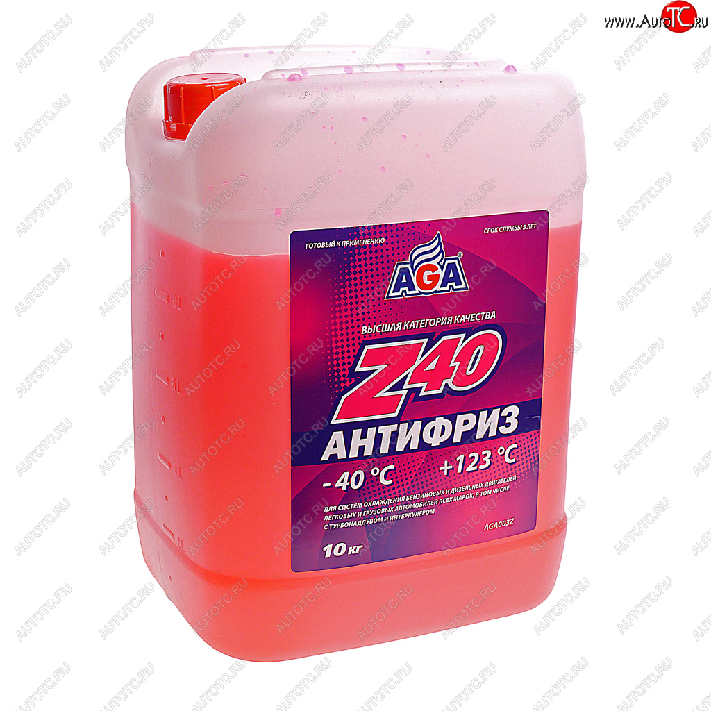 2 799 р. Антифриз красный -40C 10кг Antifreeze Z40 AGA AGA aga003z  с доставкой в г. Кемерово