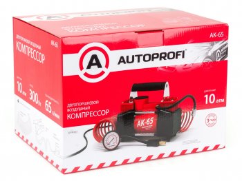 7 699 р. Компрессор автомобильный 65лмин. 10 атм. 12V 300W (поршневой, 2-х цилиндровый, сумка) AUTOPROFI AUTOPROFI ak-65  с доставкой в г. Кемерово. Увеличить фотографию 3