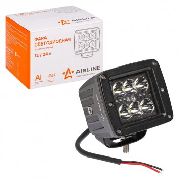 1 099 р. Фара рабочего света 82х75х75мм 18Вт 6LED (направленный свет) квадратная AIRLINE AIRLINE aled009  с доставкой в г. Кемерово. Увеличить фотографию 4